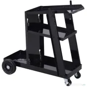 Durhand Carucior de Atelier 3 Rafturi cu Roti – Negru 