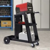 Durhand Carucior de Atelier 3 Rafturi cu Roti – Negru 