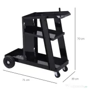 Durhand Carucior de Atelier 3 Rafturi cu Roti – Negru 