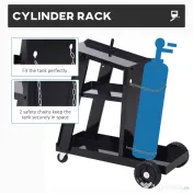 Durhand Carucior de Atelier 3 Rafturi cu Roti – Negru 