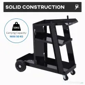 Durhand Carucior de Atelier 3 Rafturi cu Roti – Negru 