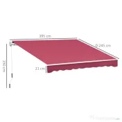 Outsunny Copertina Soare cu Manivela Husă rezistentă la apă 395x245cm Rosie 