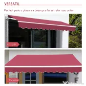 Outsunny Copertina Soare cu Manivela Husă rezistentă la apă 395x245cm Rosie 