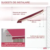 Outsunny Copertina Soare cu Manivela Husă rezistentă la apă 395x245cm Rosie 