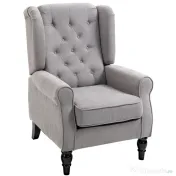 Homcom Fotoliu Chesterfield in Tesatura Detasabila cu Sezuta Ampla Gri 74 x 86 102 cm 