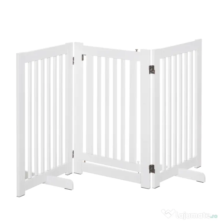 PawHut gard de siguranta, 3 panouri MDF, 155x 6 cm, alb | Aosom Romania
