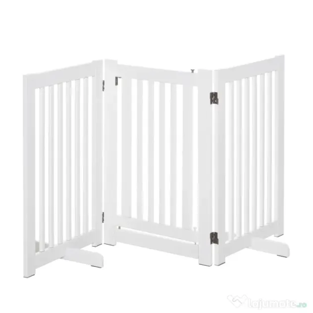 PawHut gard de siguranta, 3 panouri MDF, 155x 6 cm, alb | Aosom Romania