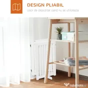 PawHut Poartă de Siguranță Pliabilă pentru Câini și Animale Mici, 3 Panouri MDF, 155x76 cm, Alb 