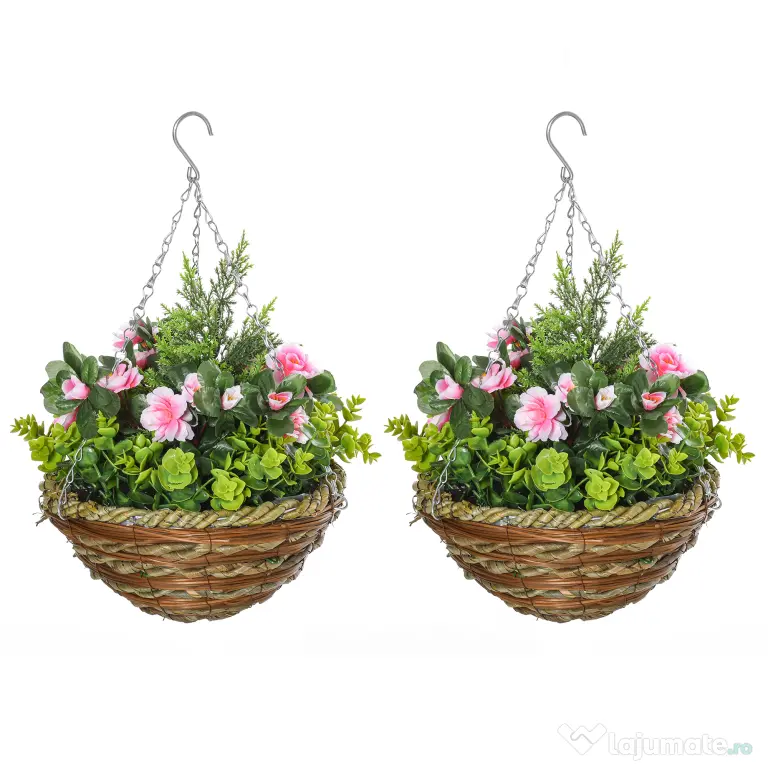Outsunny Set 2 Plante Lisianthus – Ghiveci Rachita, Decorative pentru Agatat