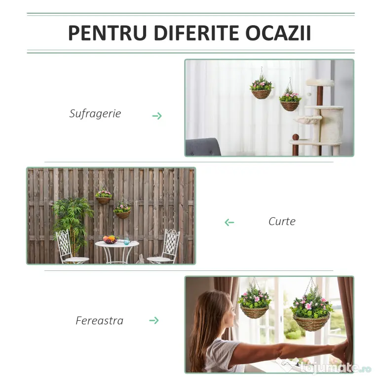 Outsunny Set 2 Plante Lisianthus – Ghiveci Rachita, Decorative pentru Agatat