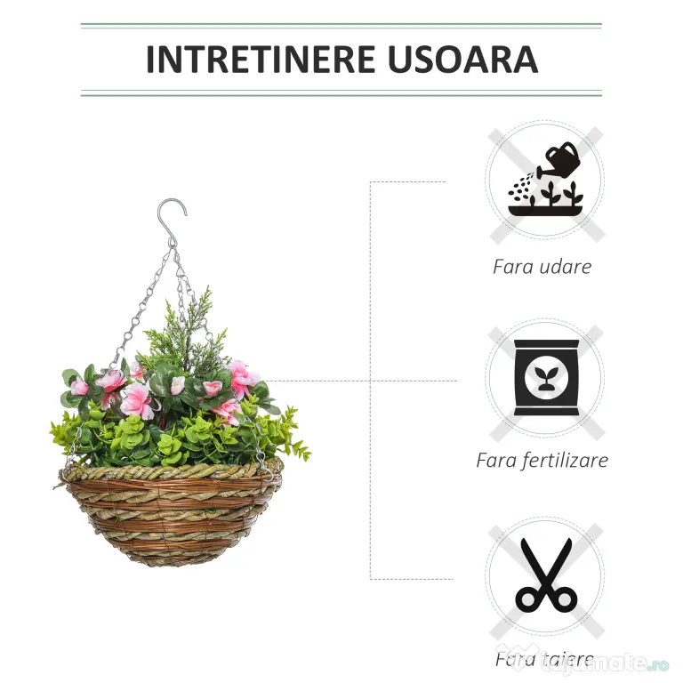 Outsunny Set 2 Plante Lisianthus – Ghiveci Rachita, Decorative pentru Agatat