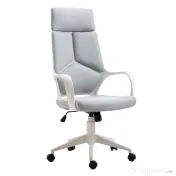 HOMCOM Scaun Ergonomic de Birou, Fotoliu Directorial din Mesh Respirabil cu Tetieră și Suport Lombar, Pivotant, Gri 