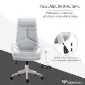 HOMCOM Scaun Ergonomic de Birou, Fotoliu Directorial din Mesh Respirabil cu Tetieră și Suport Lombar, Pivotant, Gri 
