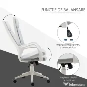 HOMCOM Scaun Ergonomic de Birou, Fotoliu Directorial din Mesh Respirabil cu Tetieră și Suport Lombar, Pivotant, Gri 