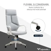 HOMCOM Scaun Ergonomic de Birou, Fotoliu Directorial din Mesh Respirabil cu Tetieră și Suport Lombar, Pivotant, Gri 