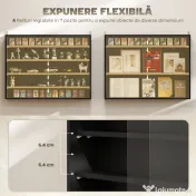 HOMCOM Dulap Tip Vitrină de Expoziție cu Rafturi Reglabile, Montată pe Perete, Negru | Aosom Romania
