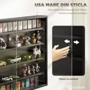HOMCOM Dulap Tip Vitrină de Expoziție cu Rafturi Reglabile, Montată pe Perete, Negru | Aosom Romania