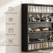 HOMCOM Dulap Tip Vitrină de Expoziție cu Rafturi Reglabile, Montată pe Perete, Negru | Aosom Romania