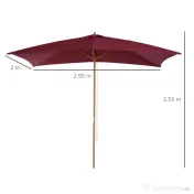 Umbrela din lemn Outsunny, bordo 2x3m  | Aosom Romania 