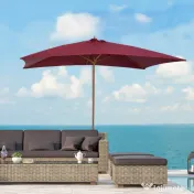 Umbrela din lemn Outsunny, bordo 2x3m  | Aosom Romania 