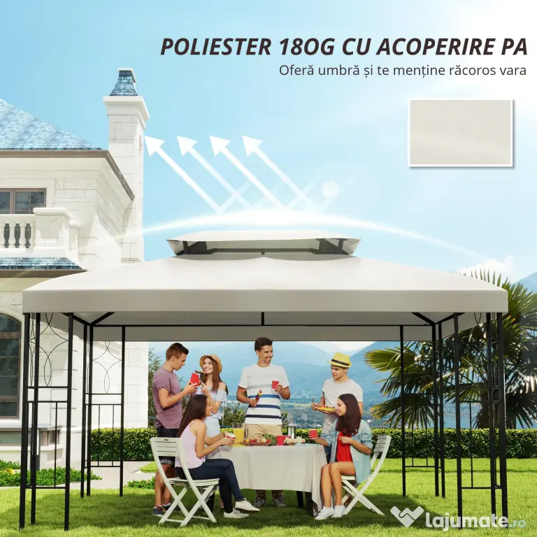 Acoperiș de Schimb Outsunny Impermeabil pentru foisor, Dublu Strat 3x4m | AOSOM RO