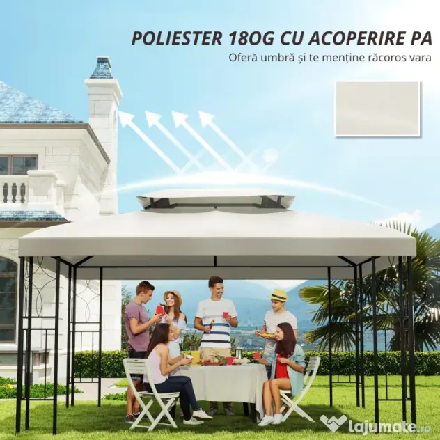 Acoperiș de Schimb Outsunny Impermeabil pentru foisor, Dublu Strat 3x4m | AOSOM RO