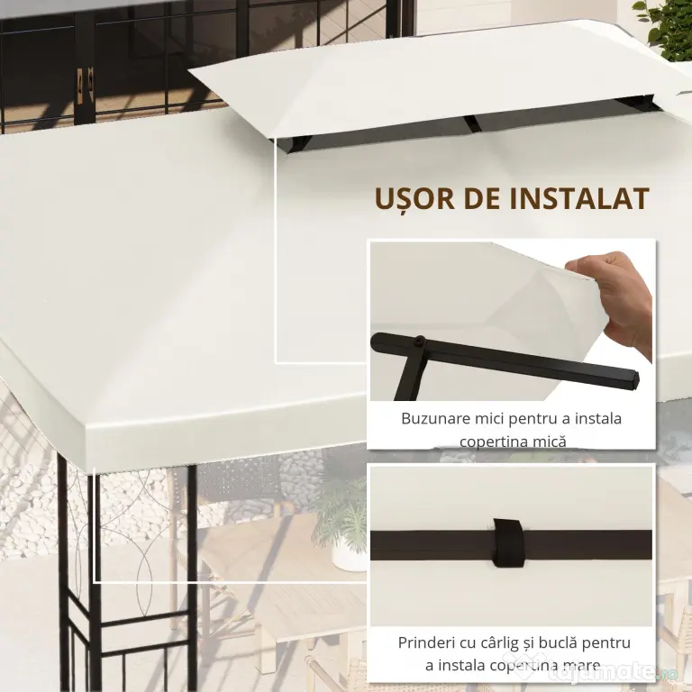 Acoperiș de Schimb Outsunny Impermeabil pentru foisor, Dublu Strat 3x4m | AOSOM RO