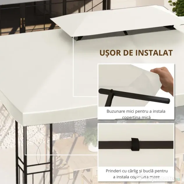 Acoperiș de Schimb Outsunny Impermeabil pentru foisor, Dublu Strat 3x4m | AOSOM RO