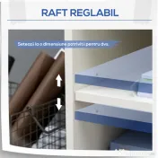 Vinsetto Dulap pentru Imprimantă din Lemn cu 4 Roți, Raft Reglabil și Suport pentru CPU, Alb