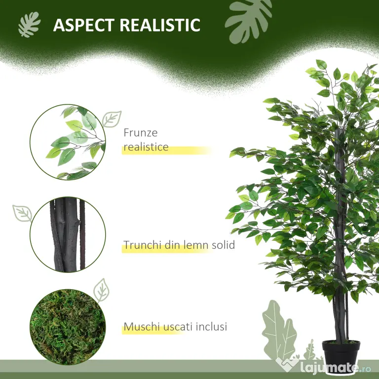 Arbore Artificial de Banan Outsunny, Planta Artificiala, bananier artificial | Aosom Romania