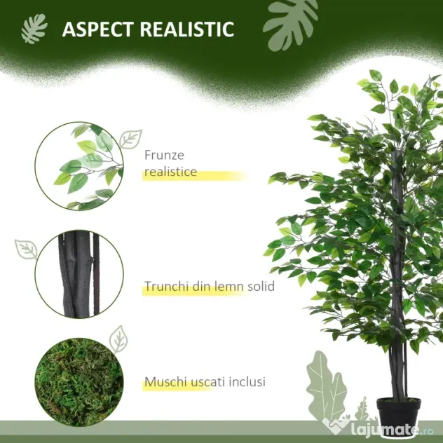 Arbore Artificial de Banan Outsunny, Planta Artificiala, bananier artificial | Aosom Romania