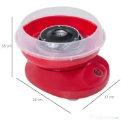 HOMCOM Aparat pentru Vată de Zahăr 450W din PP, Inox și Aluminiu 27x26x18 Roșu 