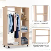HOMCOM dulap deschis cu cuier si 3 rafturi, 80 x 40 x 128 cm 