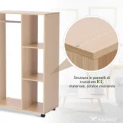 HOMCOM dulap deschis cu cuier si 3 rafturi, 80 x 40 x 128 cm 