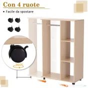 HOMCOM dulap deschis cu cuier si 3 rafturi, 80 x 40 x 128 cm 