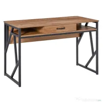 HOMCOM Birou pentru Computer, 2 Compartimente și Sertar, Metal și MDF Clasa E1, 120x60x76cm, Maro, Ideal pentru Studiu | Aosom Romania