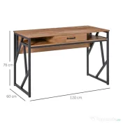 HOMCOM Birou pentru computer, Modern in Stil Industrial MDF, 120x60x76 cm, Maro