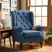 HOMCOM Fotoliu pentru Living în Stil Francez cu Șezut Confortabil și Perne, Catifea, 74x86x102 cm, Albastru