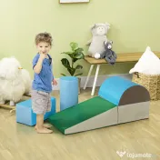 HOMCOM Joc de Constructie pentru Copii 1-3 Ani din Piele PU și Umplutură EPE, 40.6x40.6x20.3 cm, Multicolor | Aosom Romania 