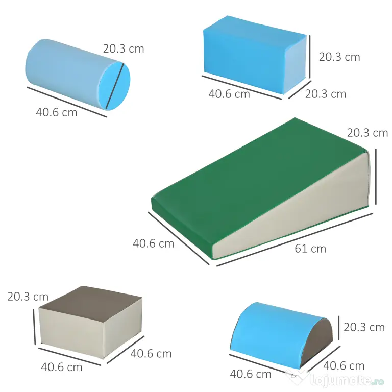HOMCOM Joc de Constructie pentru Copii 1-3 Ani din Piele PU și Umplutură EPE, 40.6x40.6x20.3 cm, Multicolor | Aosom Romania