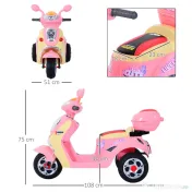 HOMCOM motocicleta electrica copii, tricicleta electrică roz, cu lumini, 6V | Aosom Romania 
