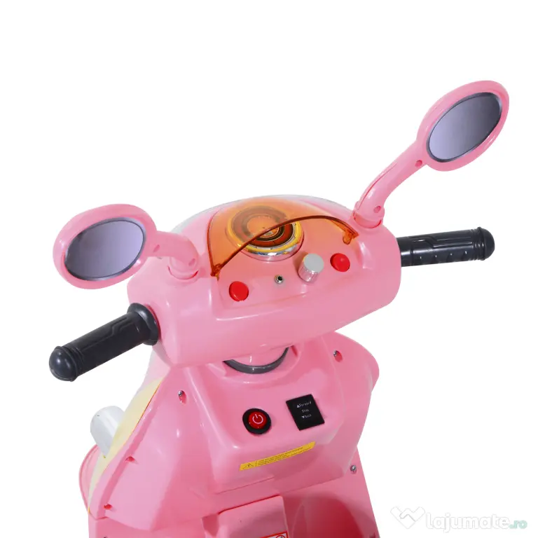 HOMCOM motocicleta electrica copii, tricicleta electrică roz, cu lumini, 6V | Aosom Romania