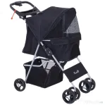 PawHut Carucior Pliabil Animale de Companie 77×47×101 cm