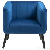 Fotoliu Modern HOMCOM Stil Nordic Invelis din Catifea si Picioare din Lemn, Albastru | Aosom Romania