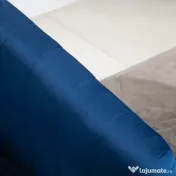 Fotoliu Modern HOMCOM Stil Nordic Invelis din Catifea si Picioare din Lemn, Albastru | Aosom Romania