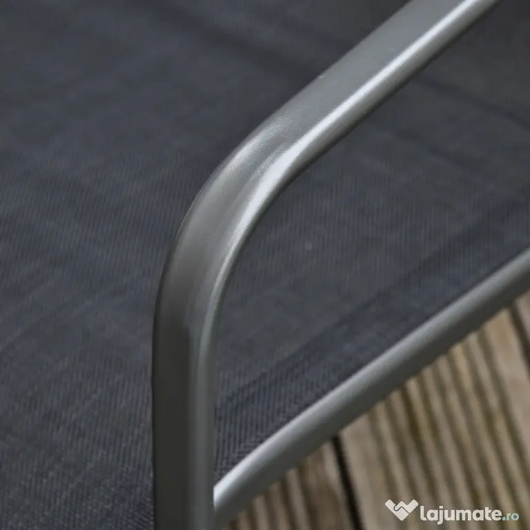 Outsunny Set Masă Bancă si 2 Scaune de Gradina, Mobilier de Exterior din Metal si Textilen, Neagra | Aosom Romania