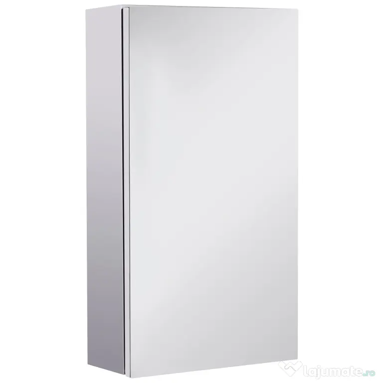 HOMCOM Oglinda pentru baie din otel cu usa si spatiu depozitare, dulapior pentru baie cu 2 compartimente, 55x14x30cm