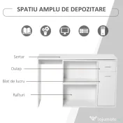 HomCom birou unghiular cu doua forme, 117x82x74 cm, alb | AOSOM RO 