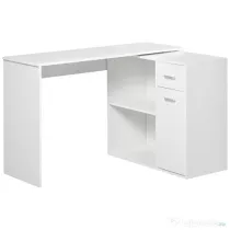 HOMCOM Birou Unghiular Versatil cu Raft, Design Modern, Alb, 117x82x74 cm | Aosom Romania