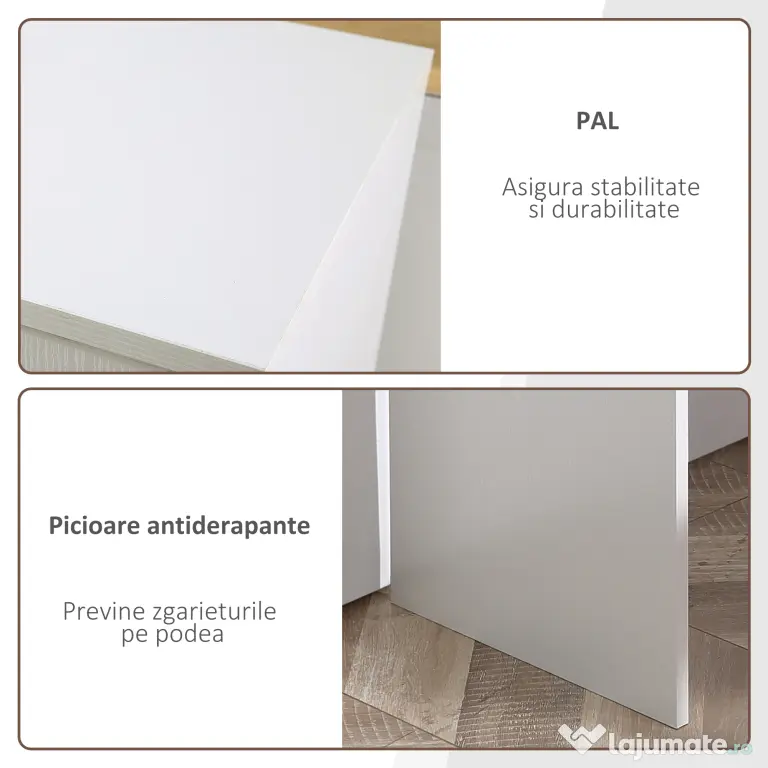 HOMCOM Birou Unghiular Versatil cu Raft, Design Modern, Alb, 117x82x74 cm | Aosom Romania
